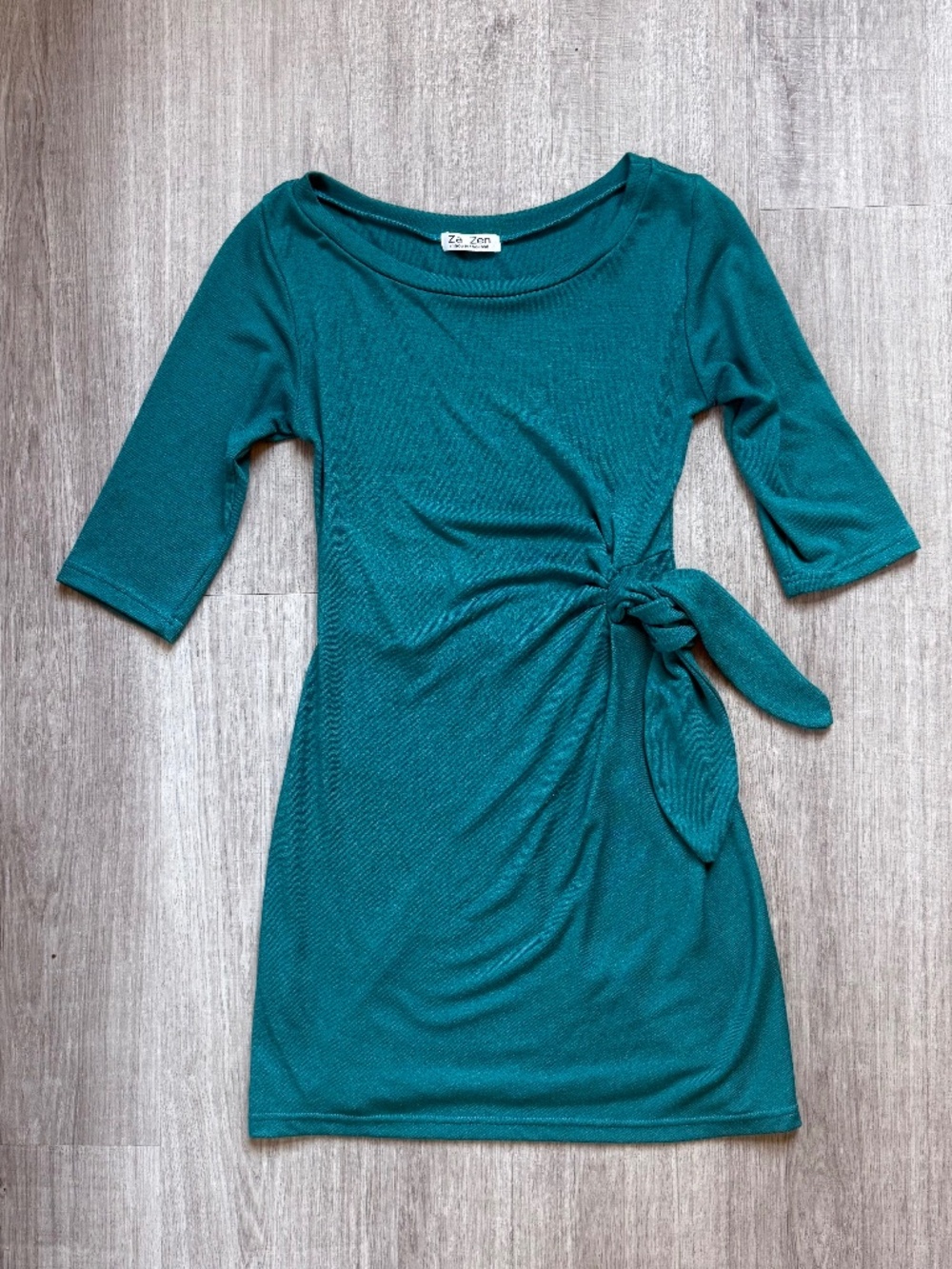 Za Zen Teal Tie Front Mini Dress